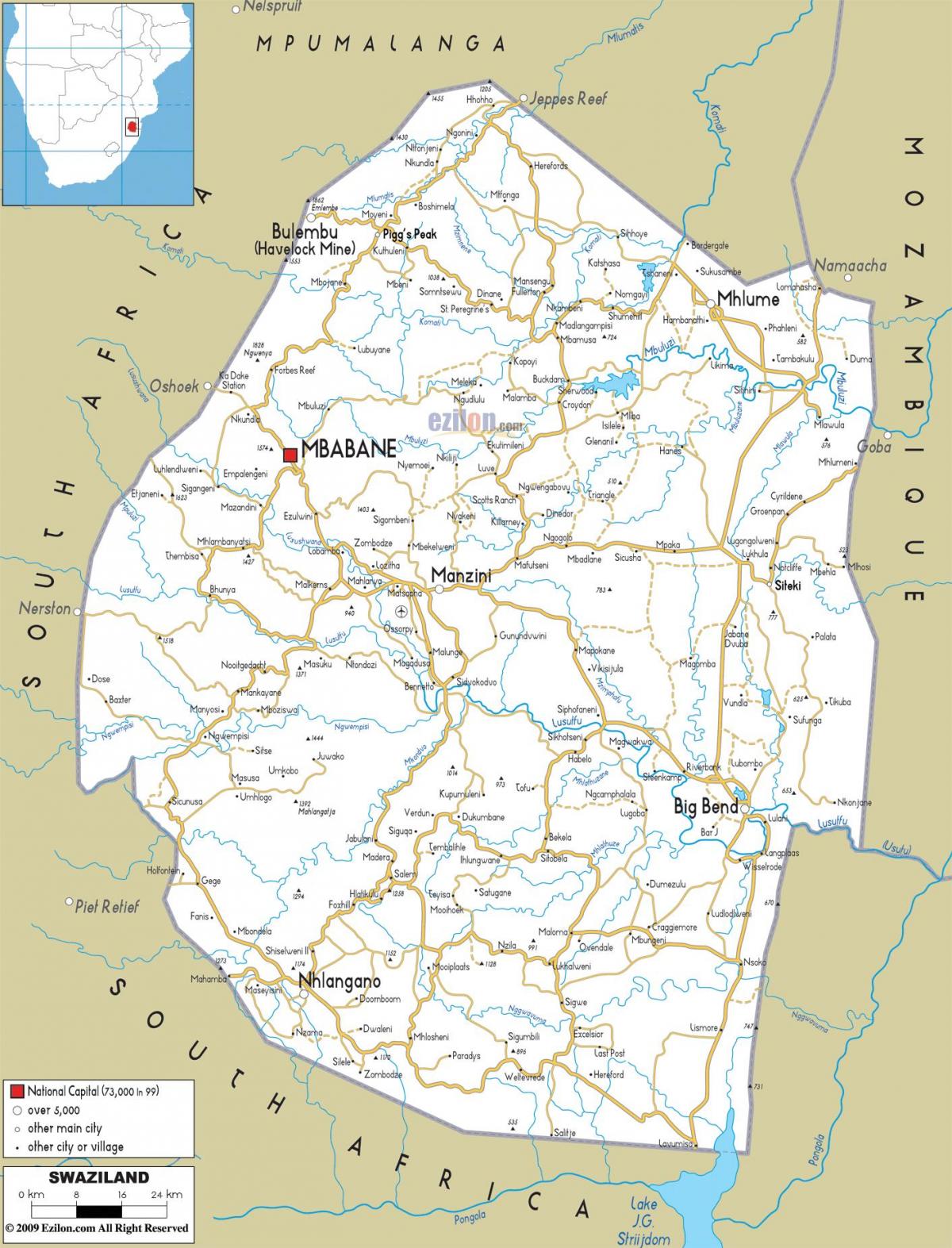 карта Свазиленда