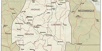 Карта Свазиленда показывать пограничные посты