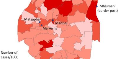 Карта Свазиленда по теме малярии